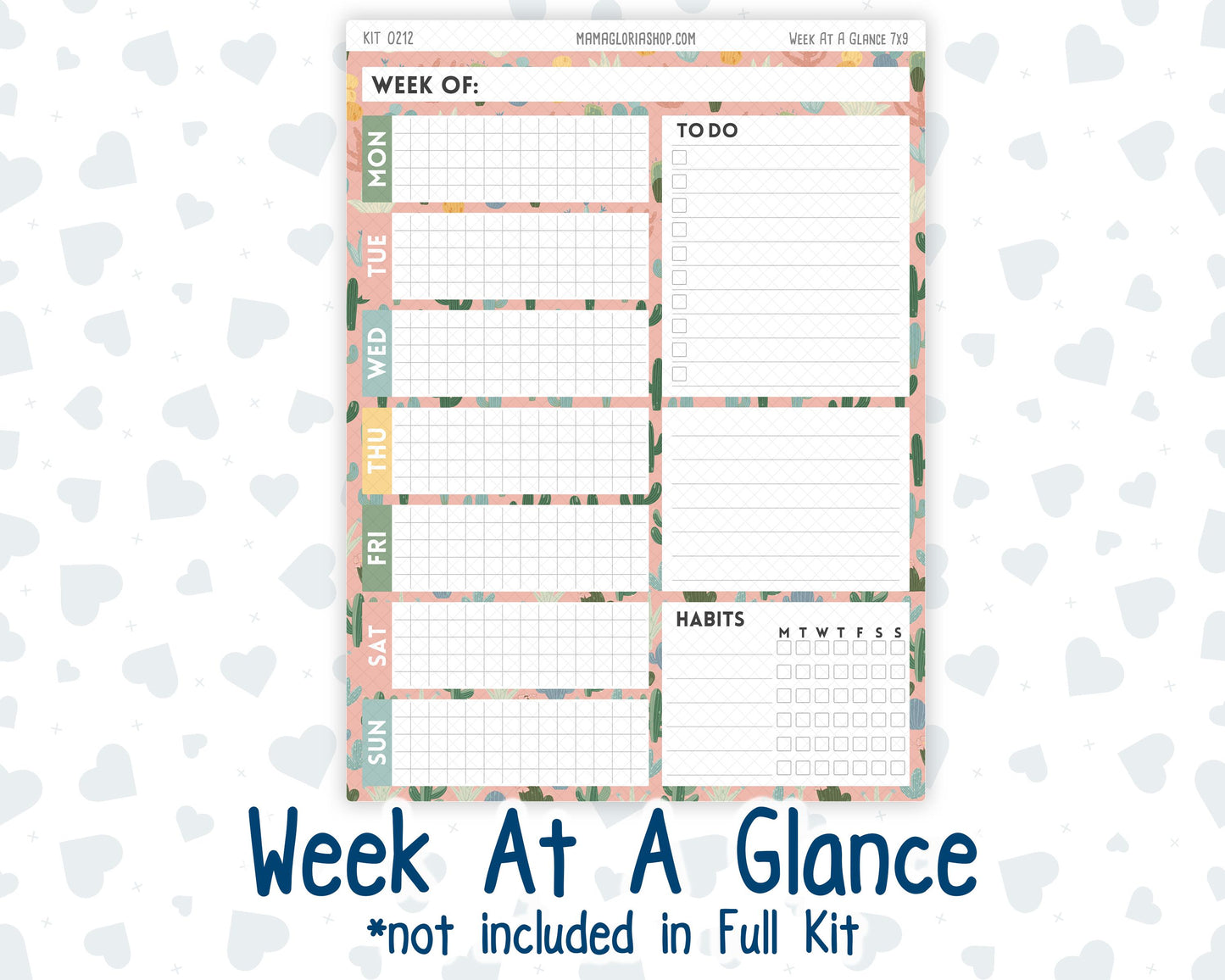 Kit 0212- 7x9 Plum Paper Daily - Prickly And Pretty- Planner - April
