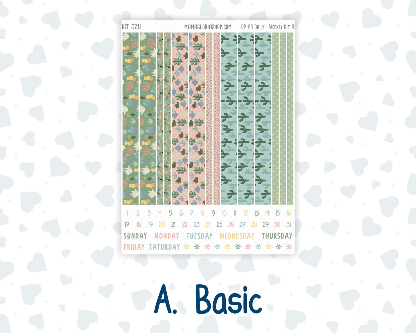 Kit 0212 A5 Plum Paper Daily - Prickly And Pretty - Planner -April