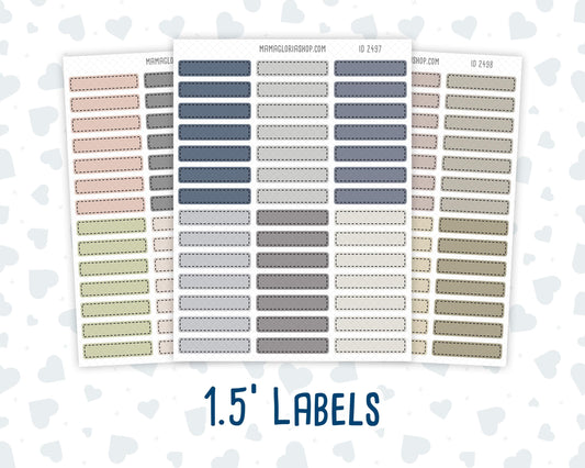 Wild Sage & Muted Slate 1.5 Inch Labels Sticker Sheet | Vertical Planner Stickers | Weekly Planner Labels | Functional Planner Stickers
