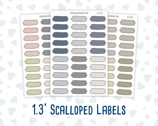 Wild Sage & Muted Slate 1.3 Inch Scalloped Labels Sticker Sheet | Functional Planner Stickers | Weekly Planner Labels