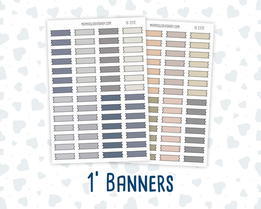 Wild Sage & Muted Slate 1 Inch Banners Sticker Sheet | Planner Flag Stickers | Functional Planner Stickers | Weekly Planner Labels