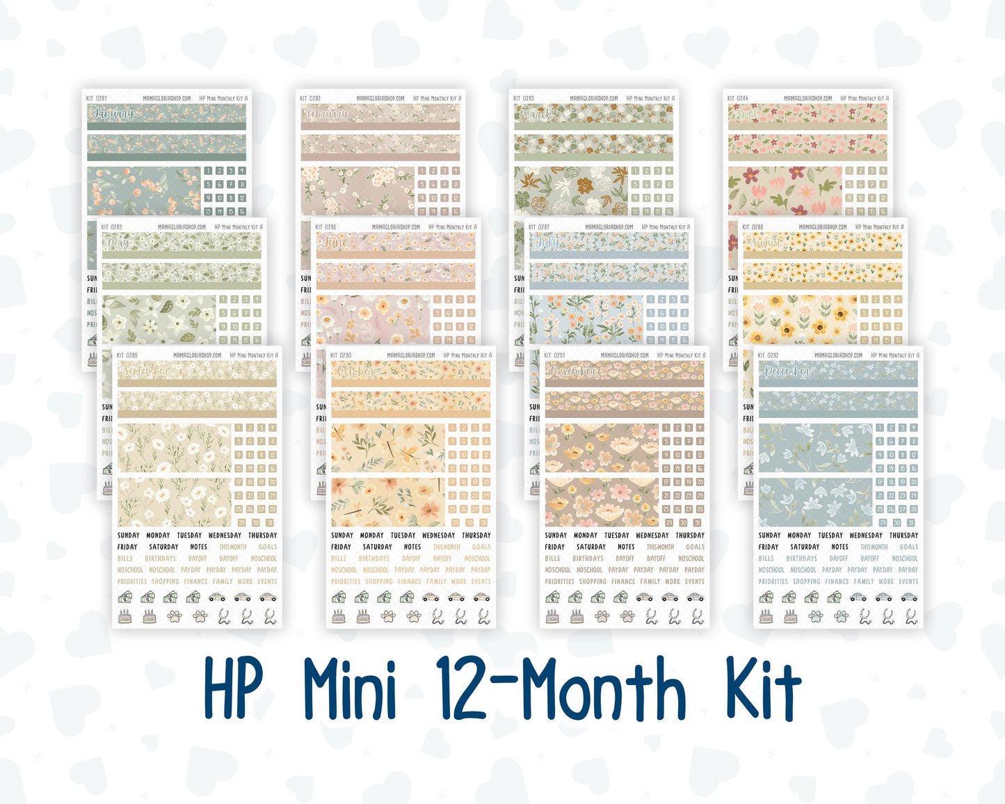 HP Mini- 12-Month Kit - 2026/2027 Floral Collection - For Mini Happy Planner