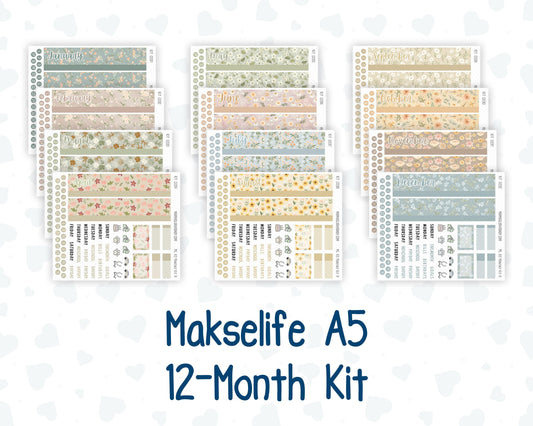 12-Month Kit - For MakseLife A5 Companion Notebook - 2026/2027 - Floral Collection