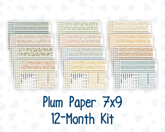 7x9 - 12-Month Kit - For Plum Paper Planner - 2026/2027 - Floral Collection