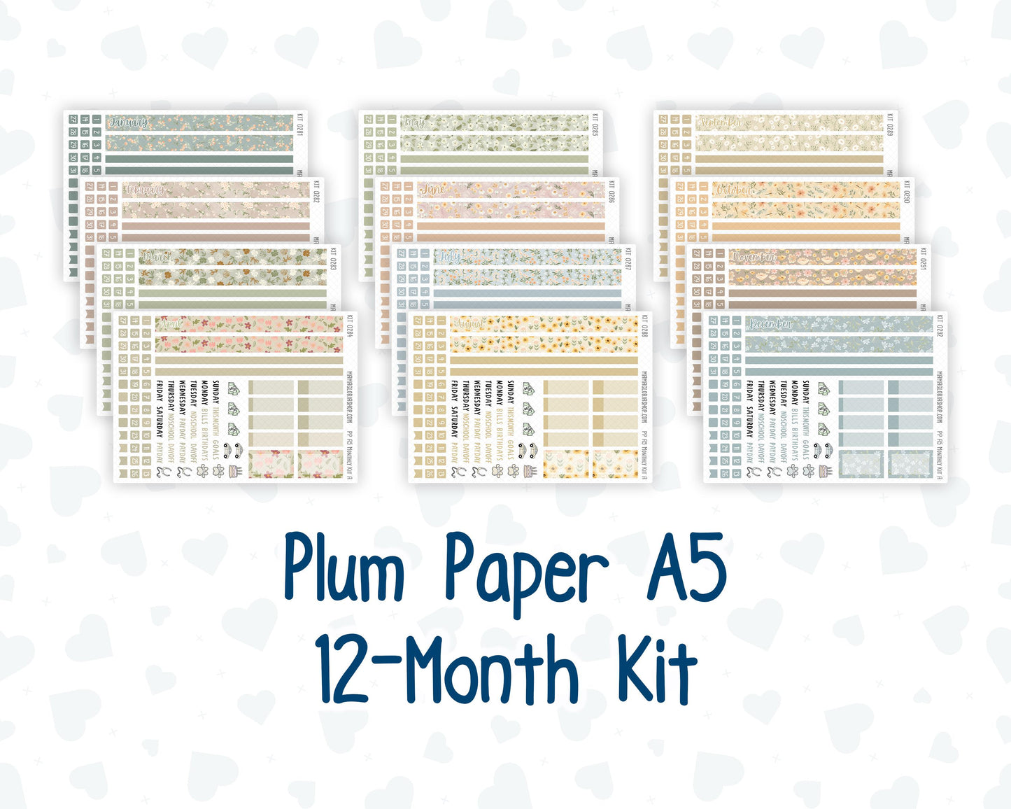 A5 - 12-Month Kit - For Plum Paper Planner - 2026/2027 - Floral Collection