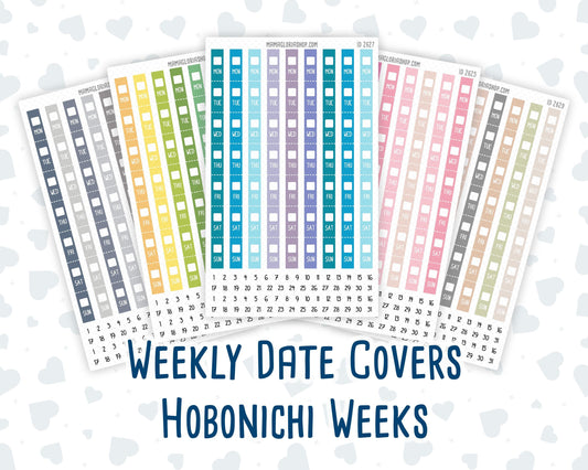 Hobonichi Weeks Weekly Date Covers | Hobonichi Weeks Date Stickers | Weekly Date Headers | Functional Planner Stickers