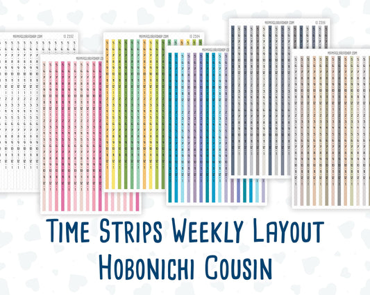 Hobonichi Cousin Time Strips | A5 Weekly Timeline Stickers | Hourly Schedule Labels | Time Blocking Planner Stickers