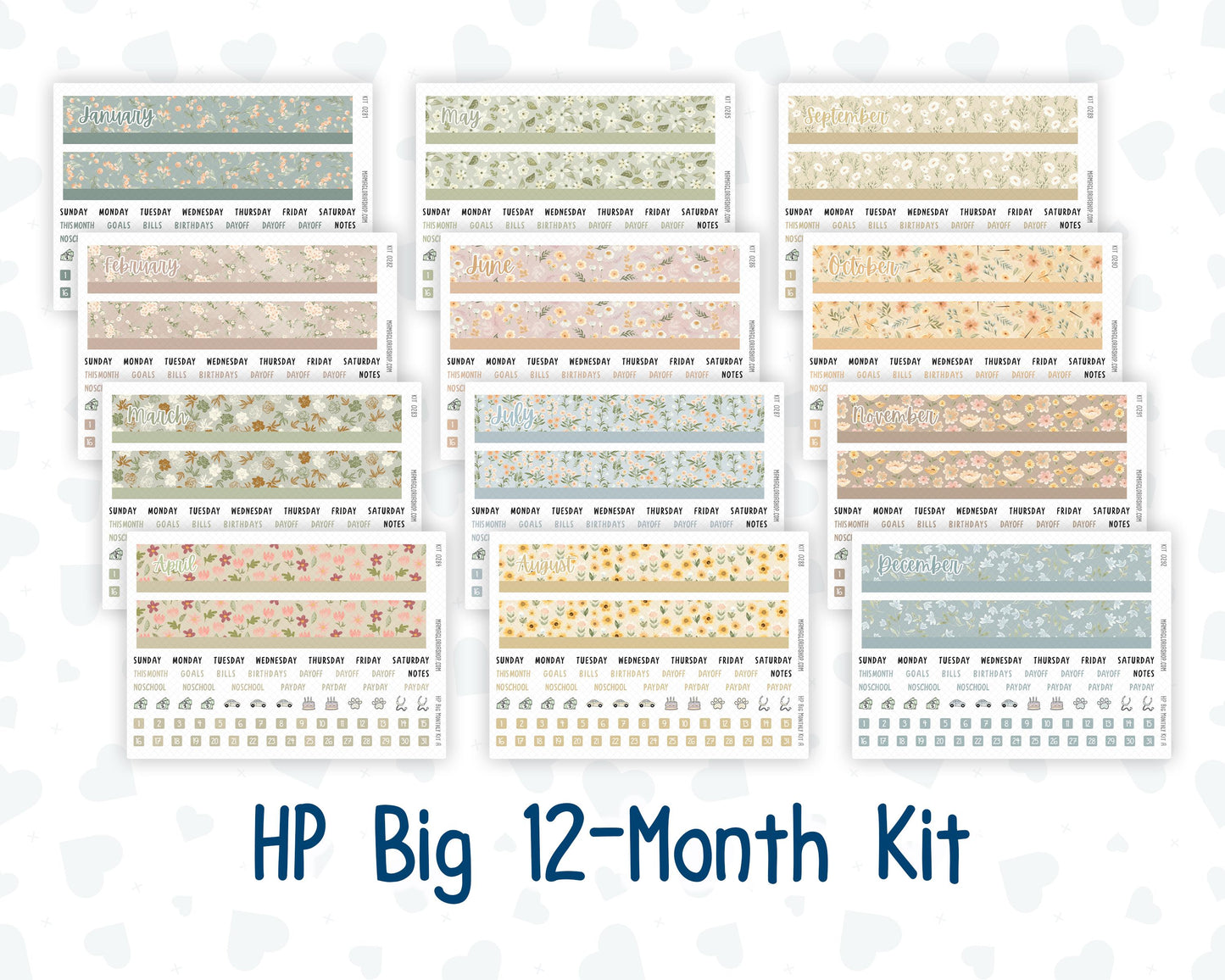 HP Big - 12-Month Kit - 2026/2027 - Floral Collection - For Big Happy Planner