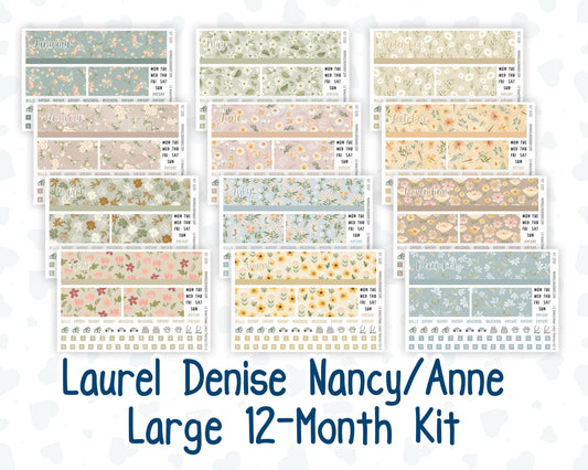 12-Month Kit- Laurel Denise Large the Nancy & Anne Planner - 2026/2027 - Floral Collection