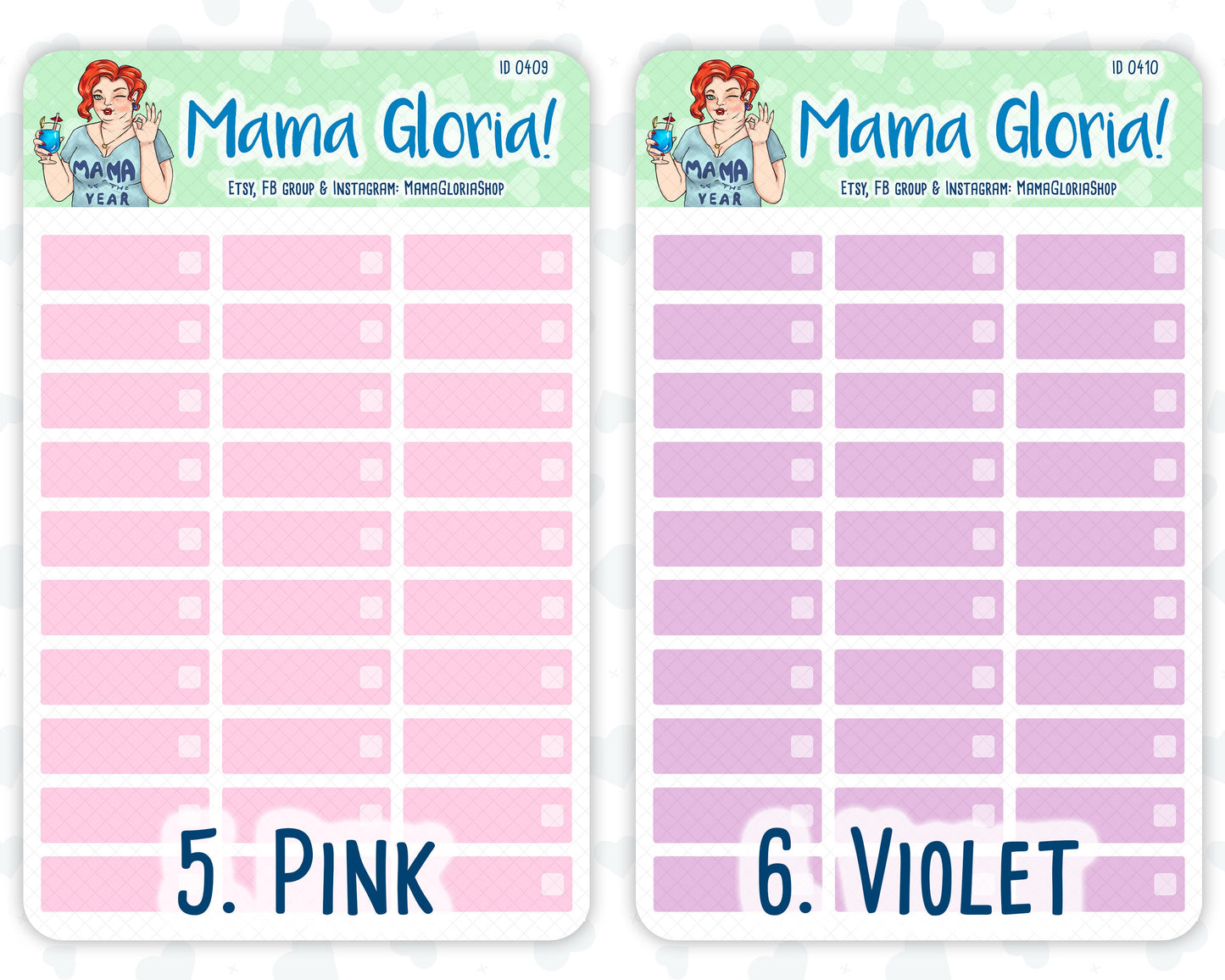 Quarter box with checkbox for planners, ID 0403/0405/0406/0407/0408/0409/0410/0411/0412/0413/0414