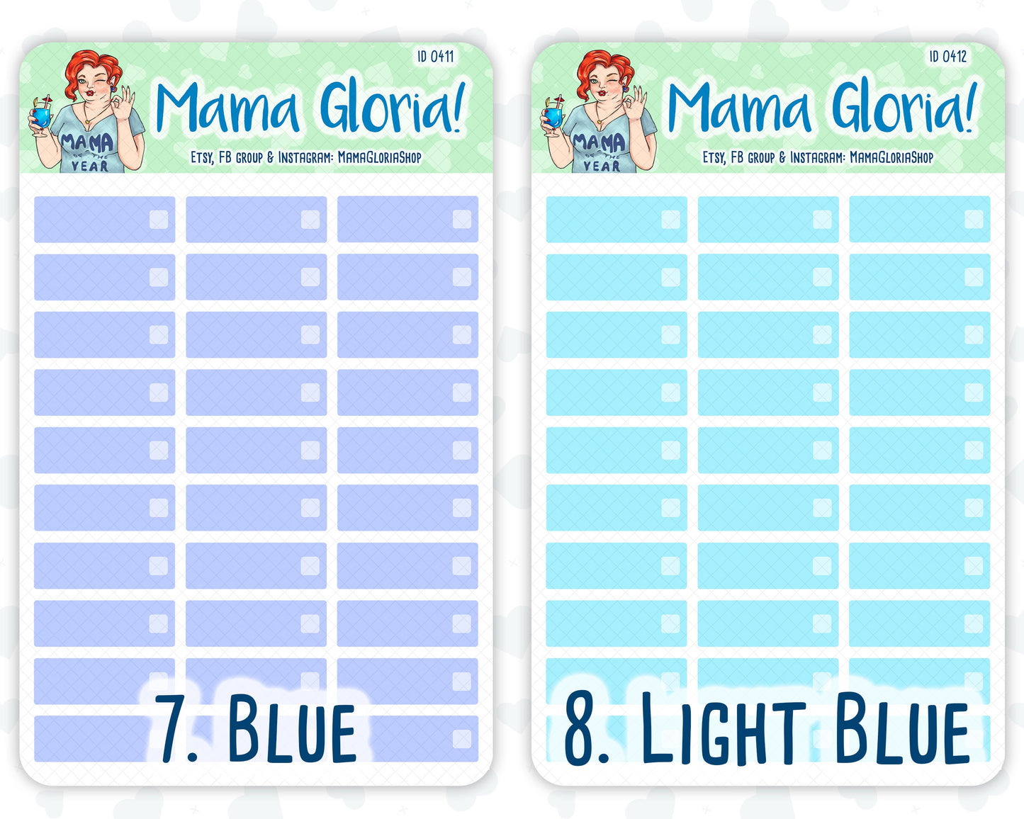 Quarter box with checkbox for planners, ID 0403/0405/0406/0407/0408/0409/0410/0411/0412/0413/0414