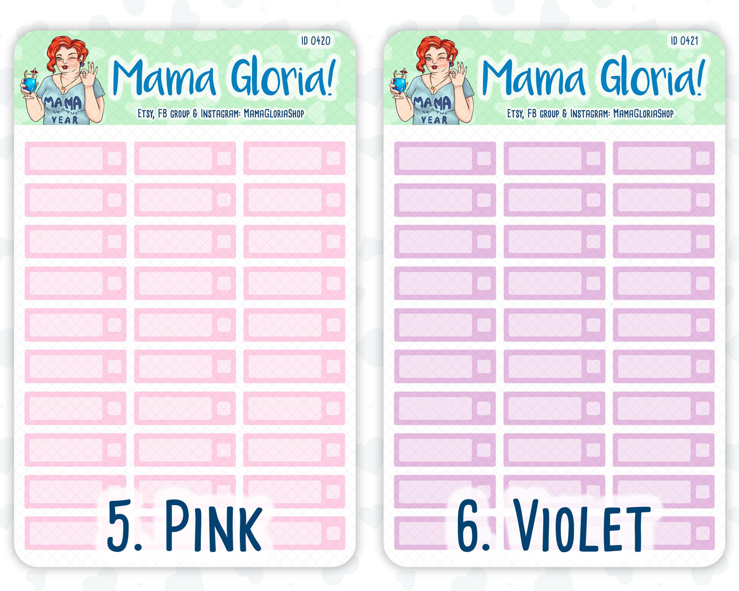 Quarter box, note box with checkbox for planners, ID 0415/0416/0417/0418/0419/0420/0421/0422/0423/0424/0425