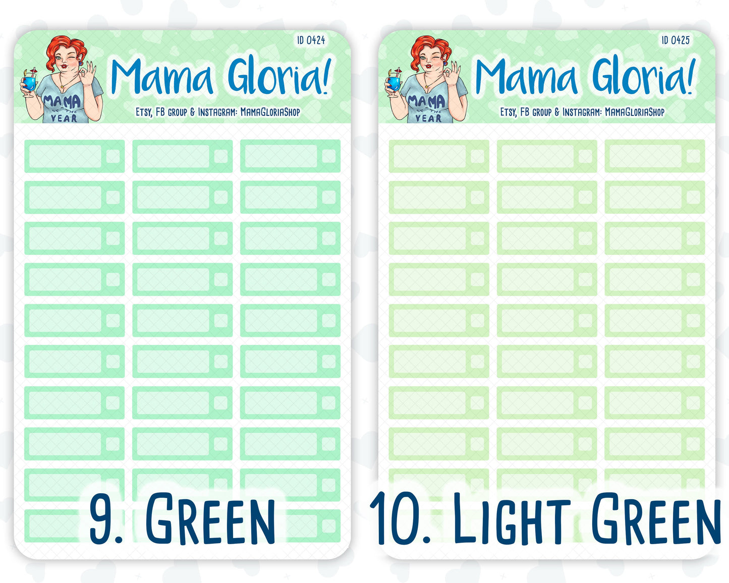 Quarter box, note box with checkbox for planners, ID 0415/0416/0417/0418/0419/0420/0421/0422/0423/0424/0425