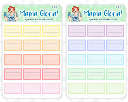 Half box, lined note box, stickers for planners, ID 0450/0451/0452/0453/0454/0455/0456/0457/0458/0459/0460/0461