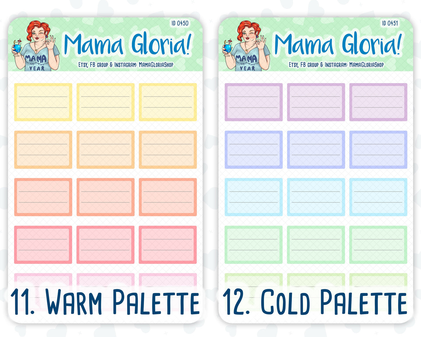 Half box, lined note box, stickers for planners, ID 0450/0451/0452/0453/0454/0455/0456/0457/0458/0459/0460/0461