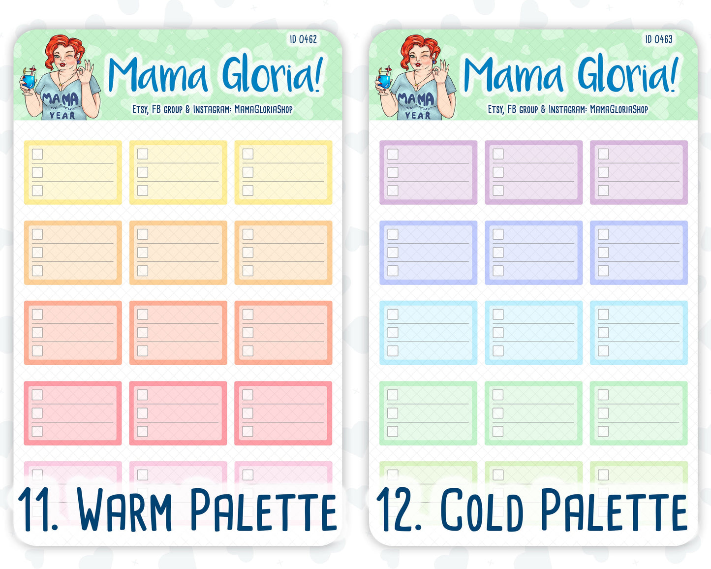 Half box, lined checklist, stickers for planners, ID 0462/0463/0464/0465/0466/0467/0468/0469/0470/0471/0472/0473