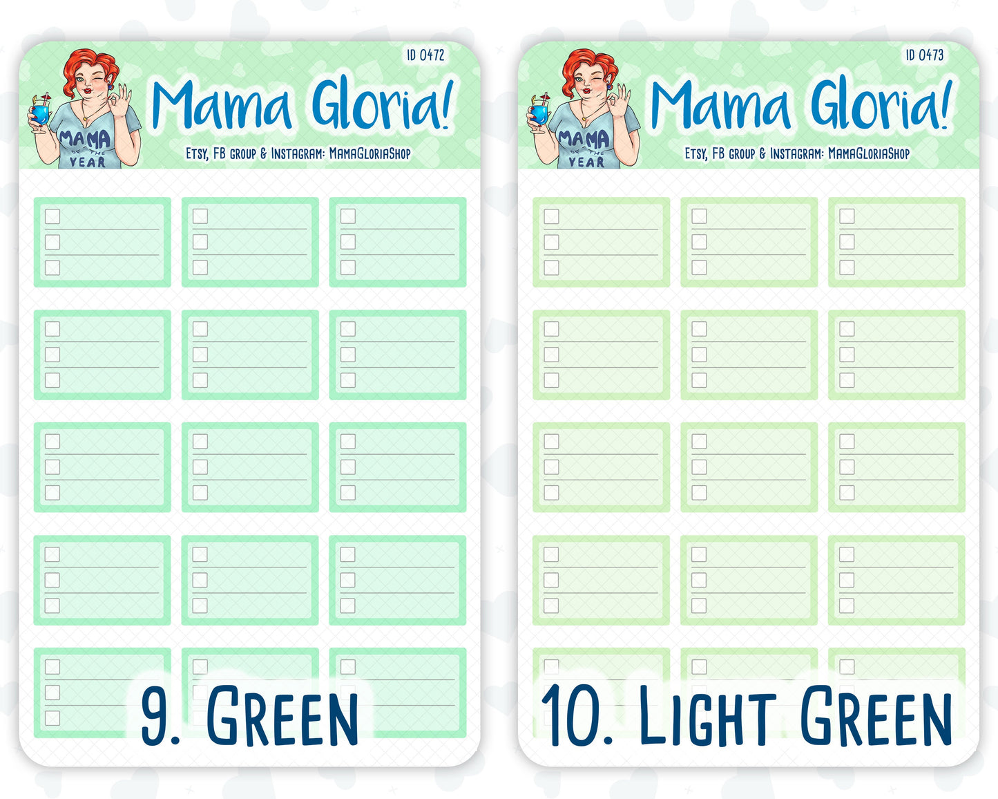 Half box, lined checklist, stickers for planners, ID 0462/0463/0464/0465/0466/0467/0468/0469/0470/0471/0472/0473