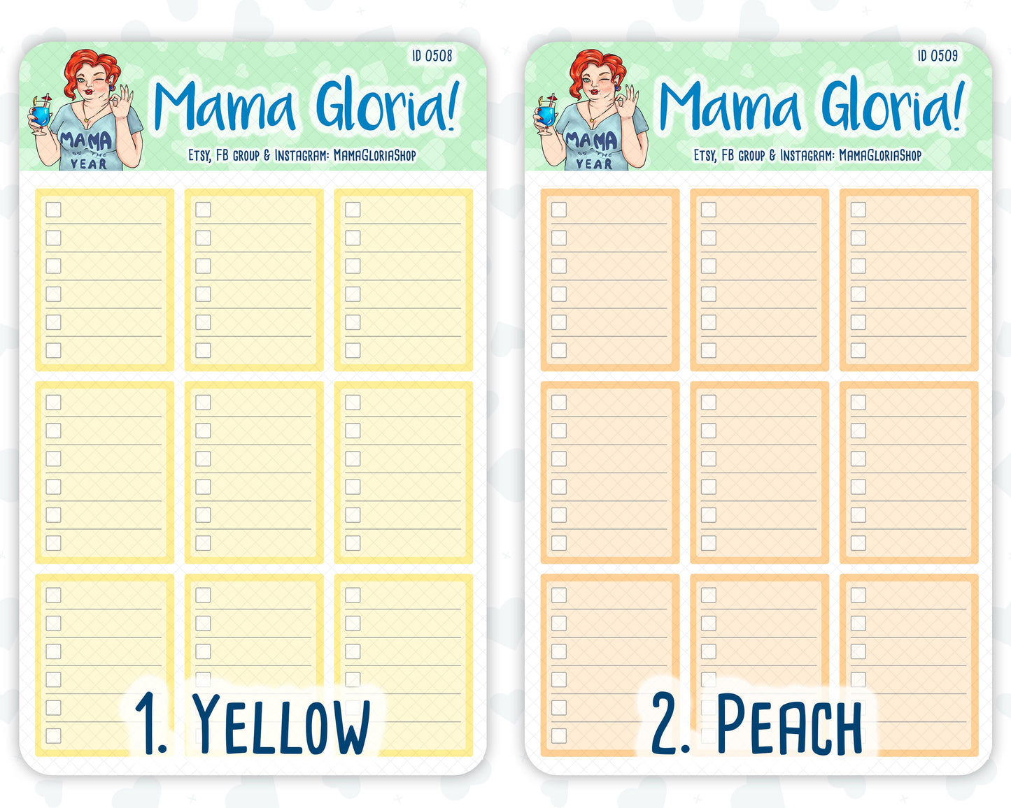 Full box, lined checklist stickers for planners, ID 0507/0508/0509/0510/0511/0512/0513/0514/0515/0516/0517