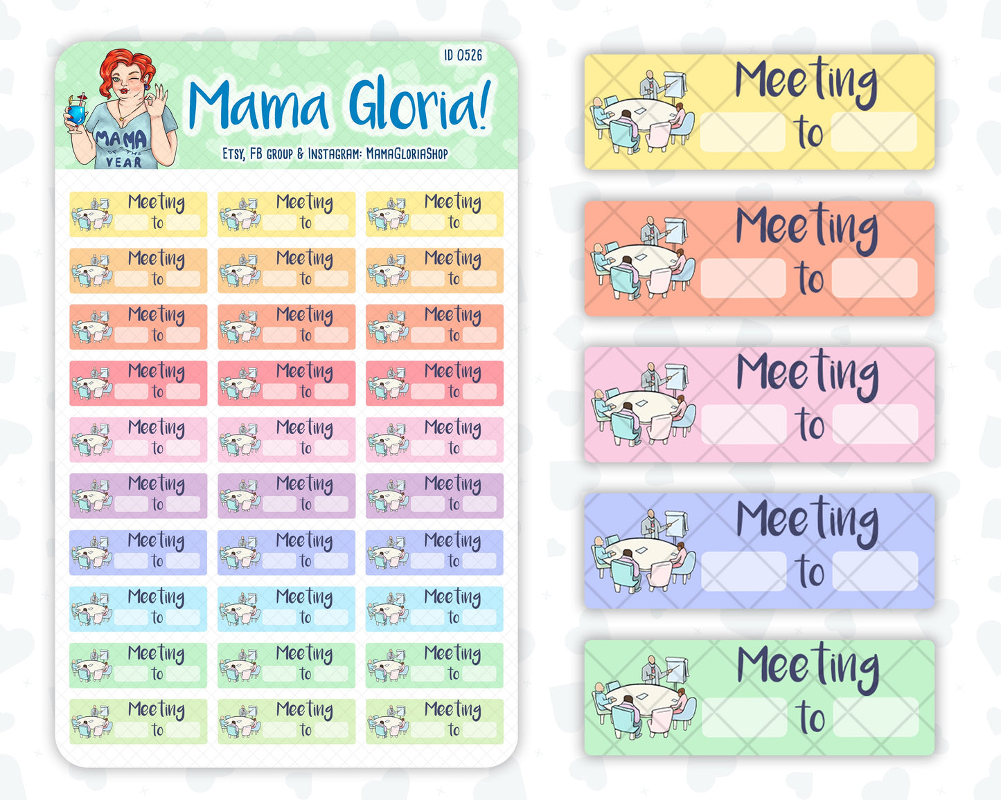 Meeting time tracker for planners, ID 0526/0527/0528