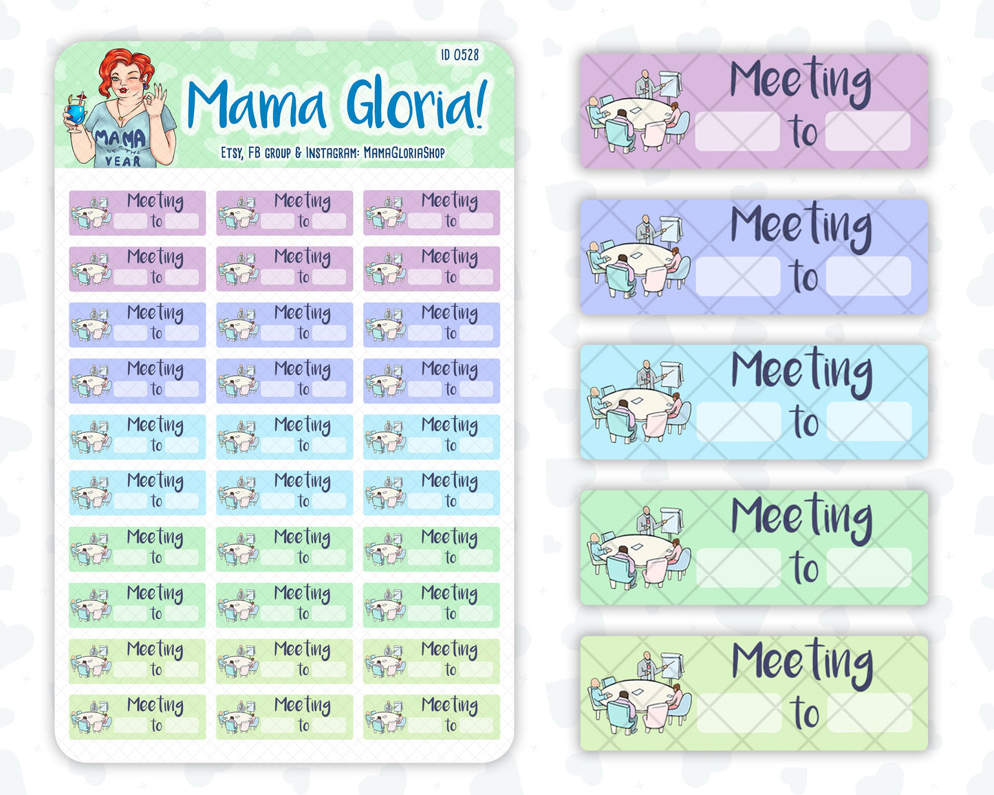 Meeting time tracker for planners, ID 0526/0527/0528