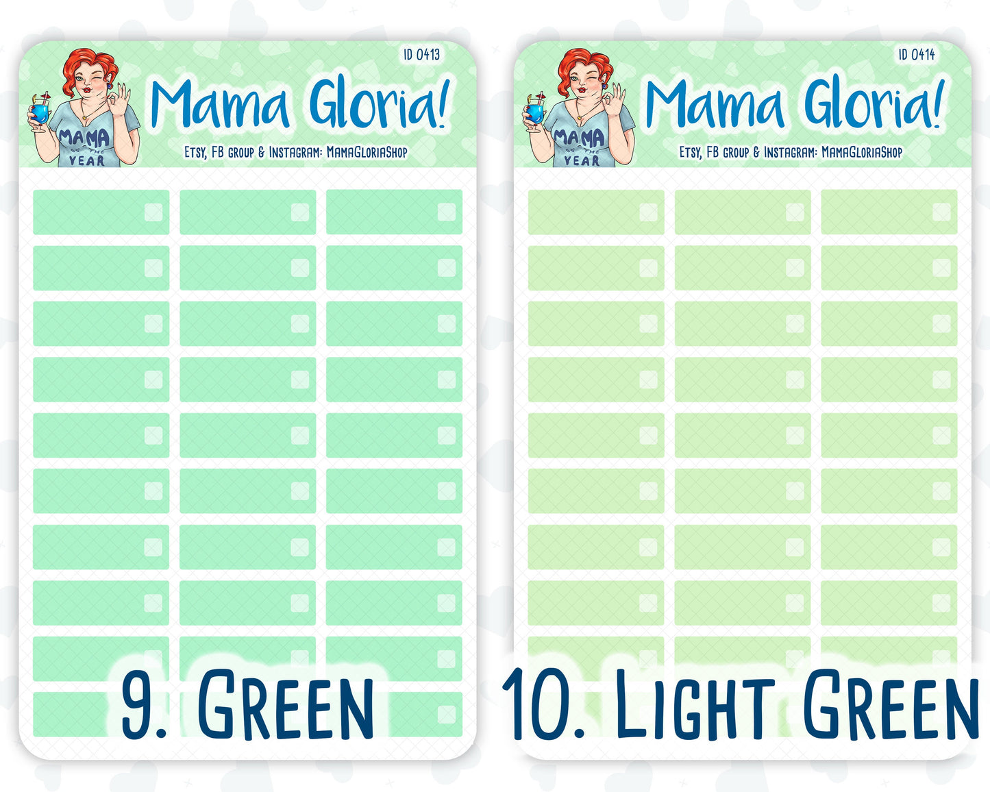Quarter box with checkbox for planners, ID 0403/0405/0406/0407/0408/0409/0410/0411/0412/0413/0414