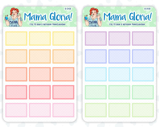 Half box, note box stickers for planners, ID 0438/0439/0440/0441/0442/0443/0444/0445/0446/0447/0448/0449