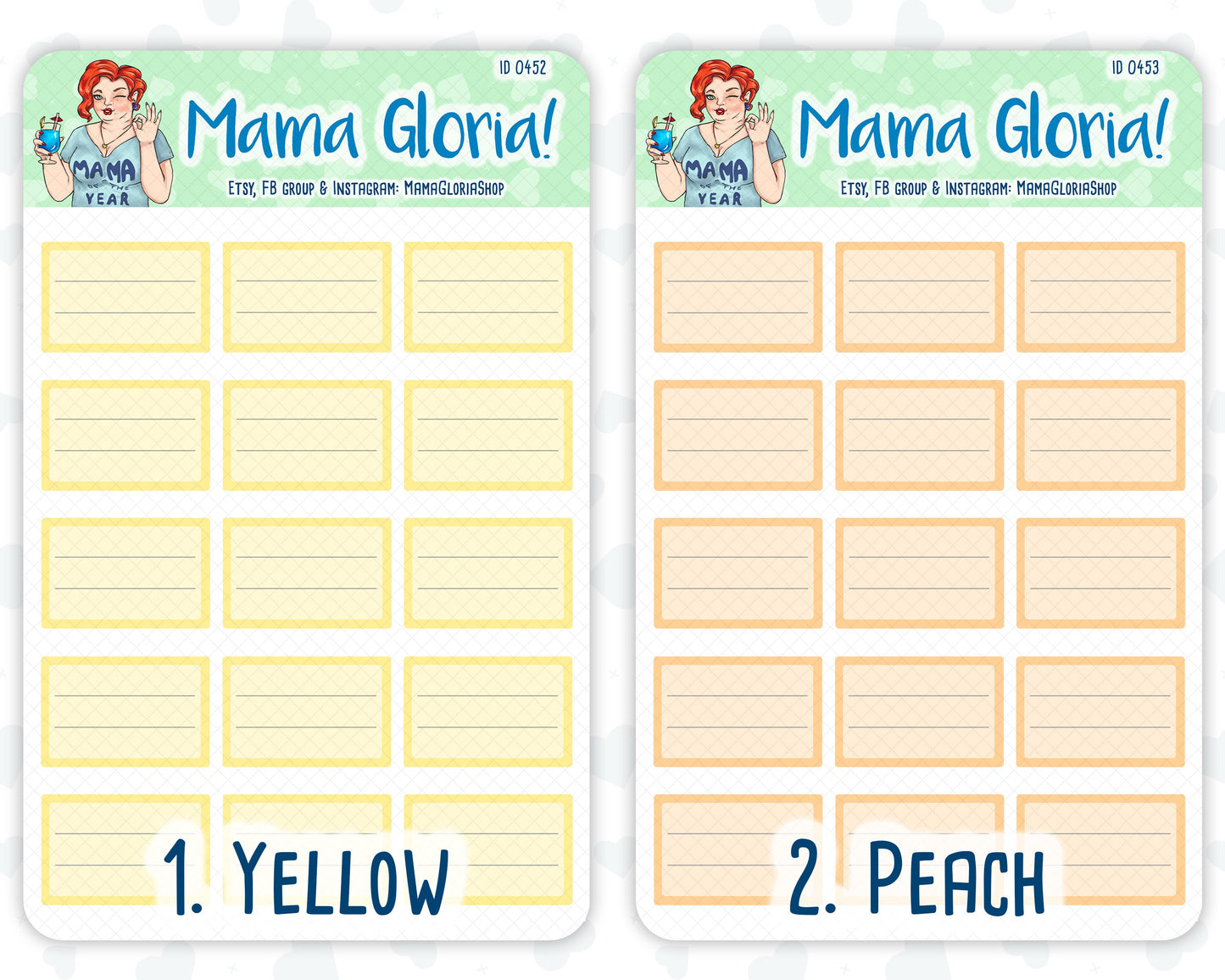 Half box, lined note box, stickers for planners, ID 0450/0451/0452/0453/0454/0455/0456/0457/0458/0459/0460/0461