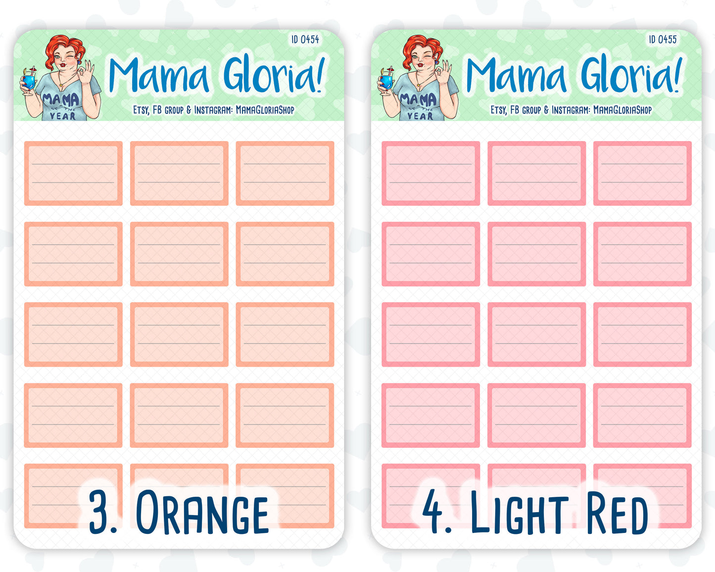 Half box, lined note box, stickers for planners, ID 0450/0451/0452/0453/0454/0455/0456/0457/0458/0459/0460/0461