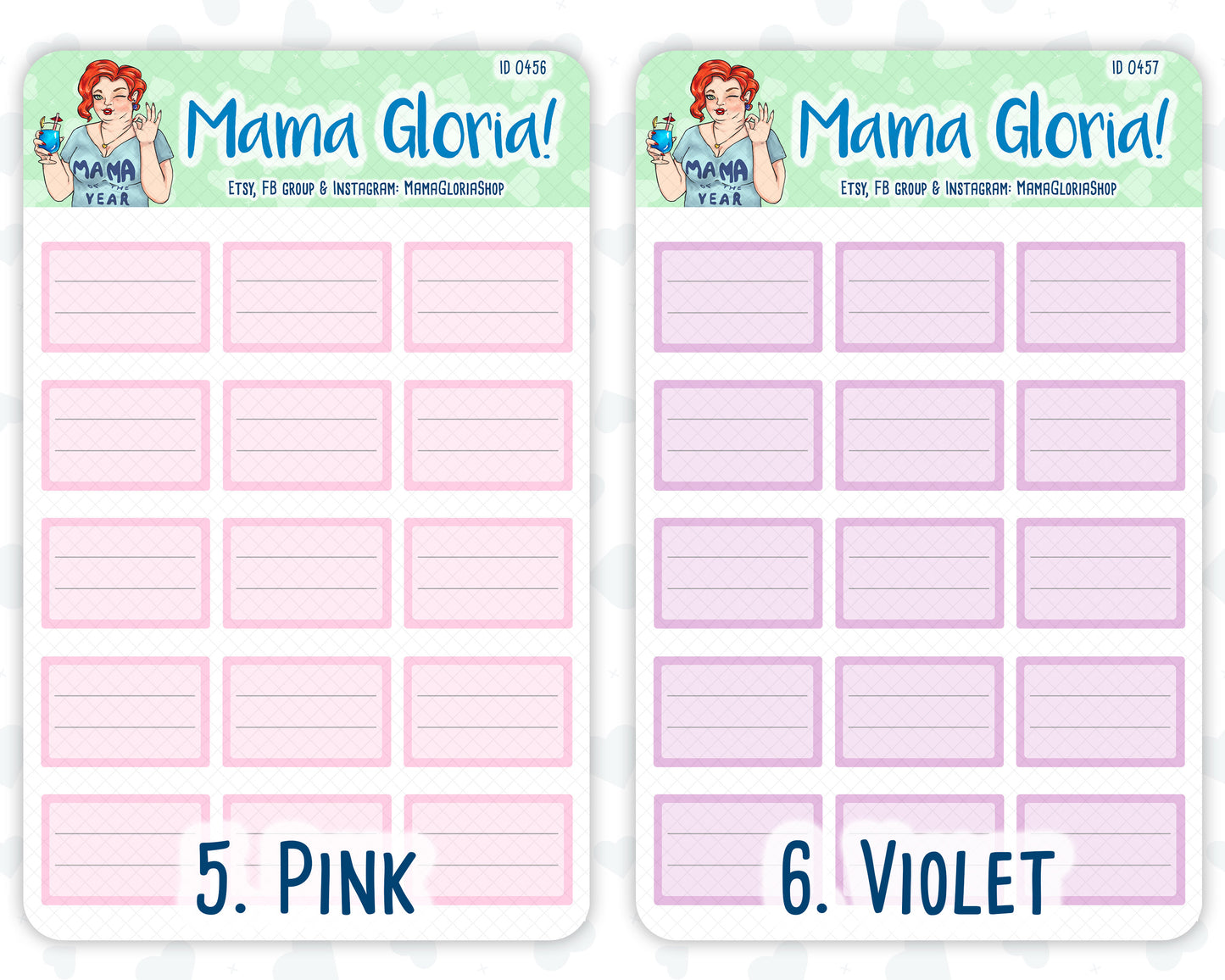 Half box, lined note box, stickers for planners, ID 0450/0451/0452/0453/0454/0455/0456/0457/0458/0459/0460/0461