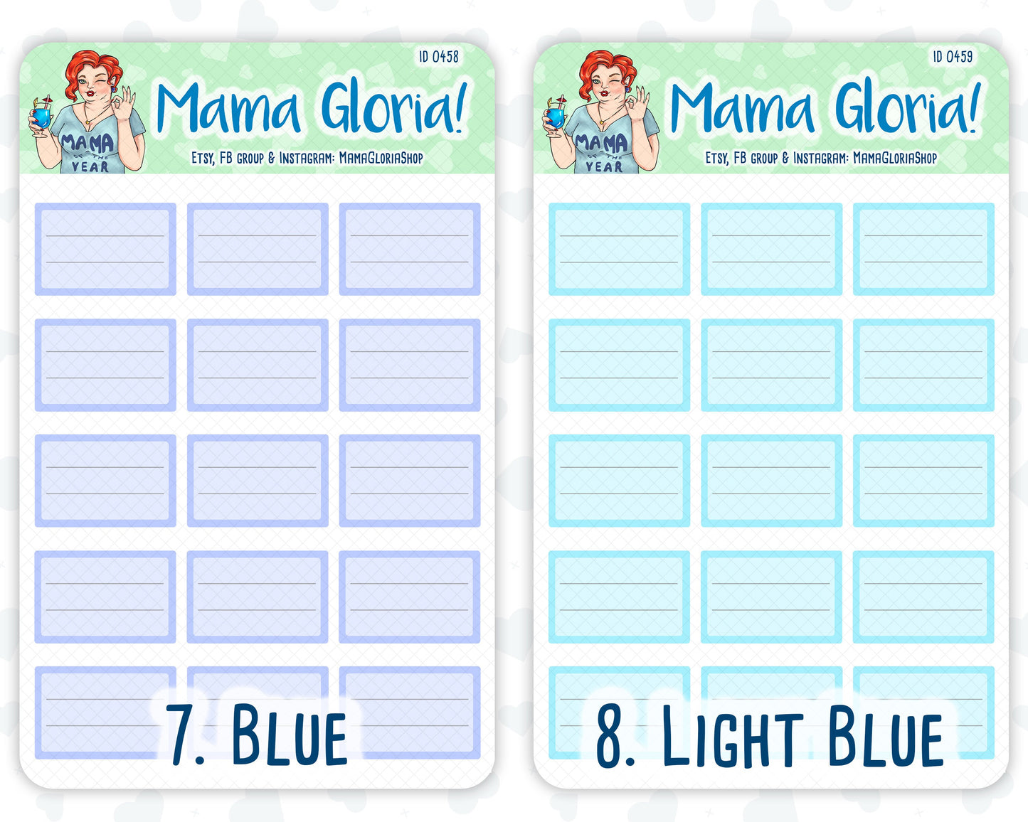 Half box, lined note box, stickers for planners, ID 0450/0451/0452/0453/0454/0455/0456/0457/0458/0459/0460/0461