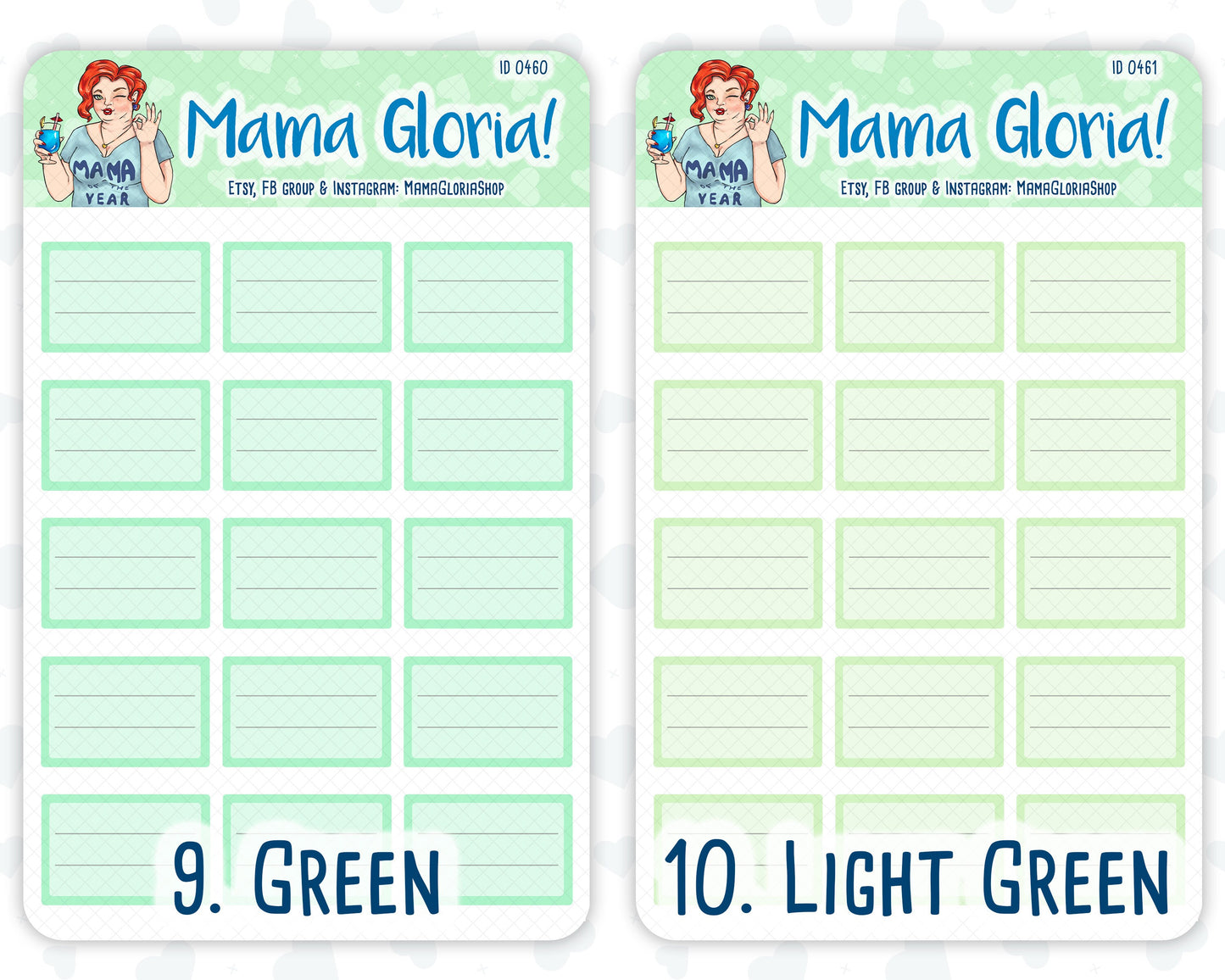 Half box, lined note box, stickers for planners, ID 0450/0451/0452/0453/0454/0455/0456/0457/0458/0459/0460/0461