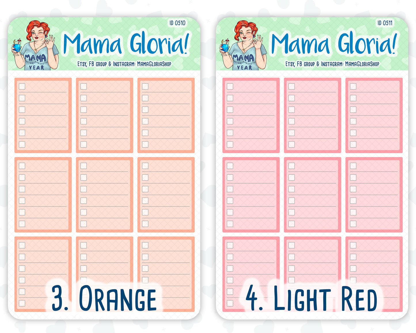 Full box, lined checklist stickers for planners, ID 0507/0508/0509/0510/0511/0512/0513/0514/0515/0516/0517