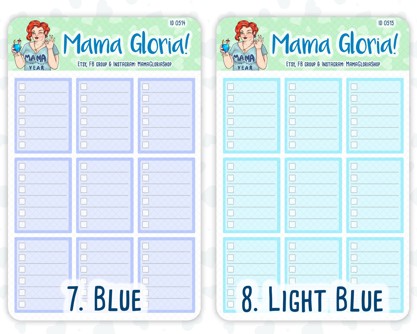 Full box, lined checklist stickers for planners, ID 0507/0508/0509/0510/0511/0512/0513/0514/0515/0516/0517