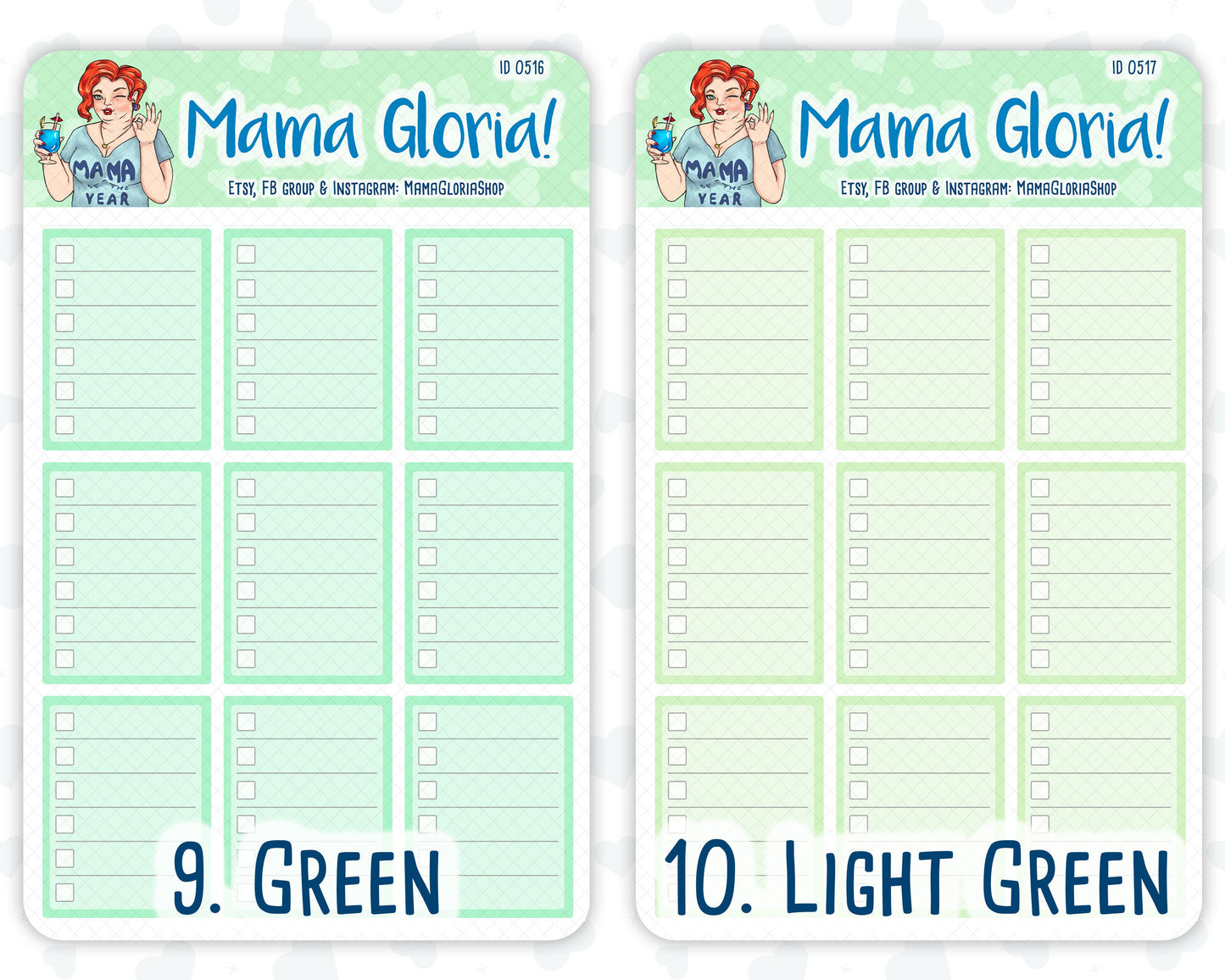 Full box, lined checklist stickers for planners, ID 0507/0508/0509/0510/0511/0512/0513/0514/0515/0516/0517