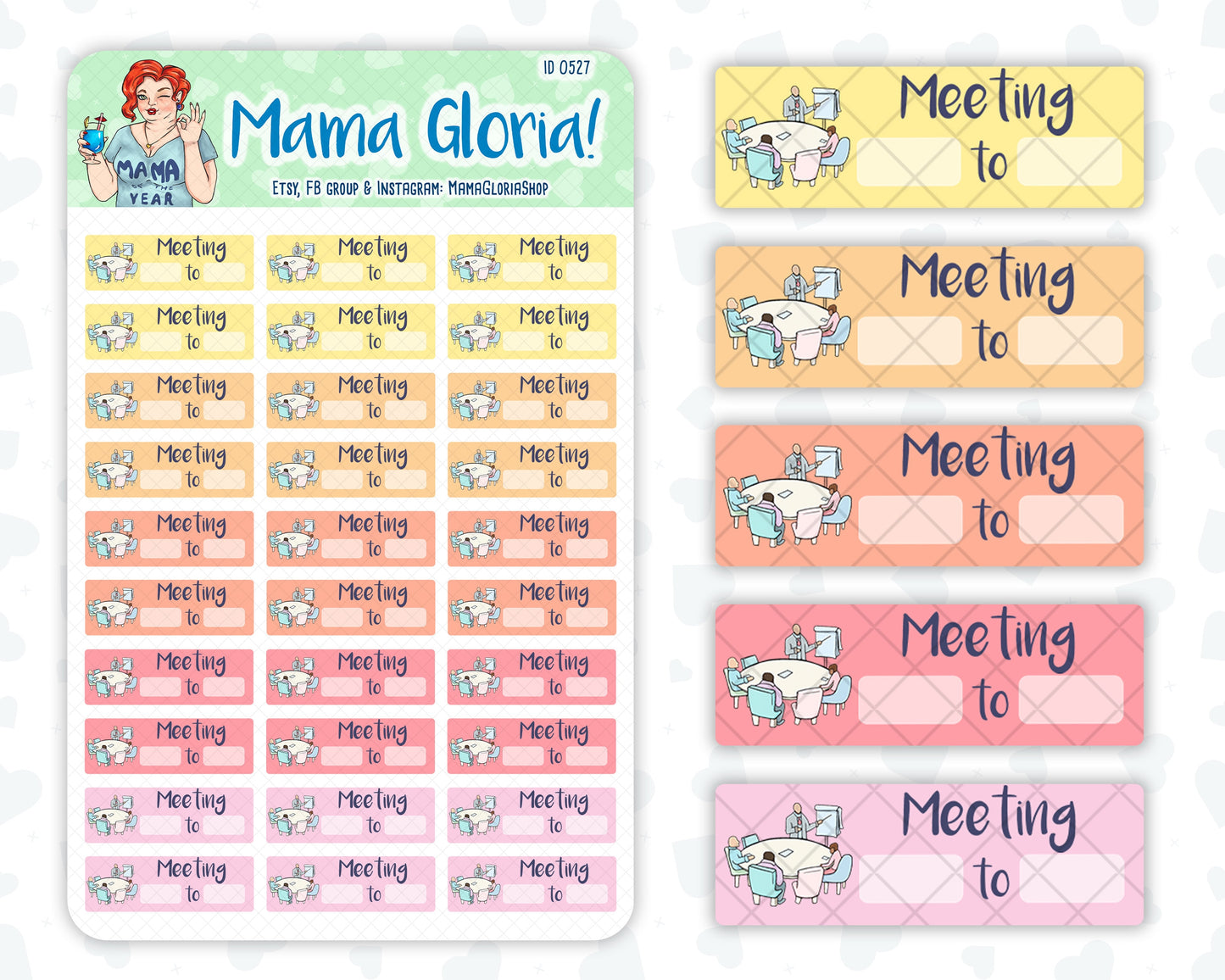 Meeting time tracker for planners, ID 0526/0527/0528