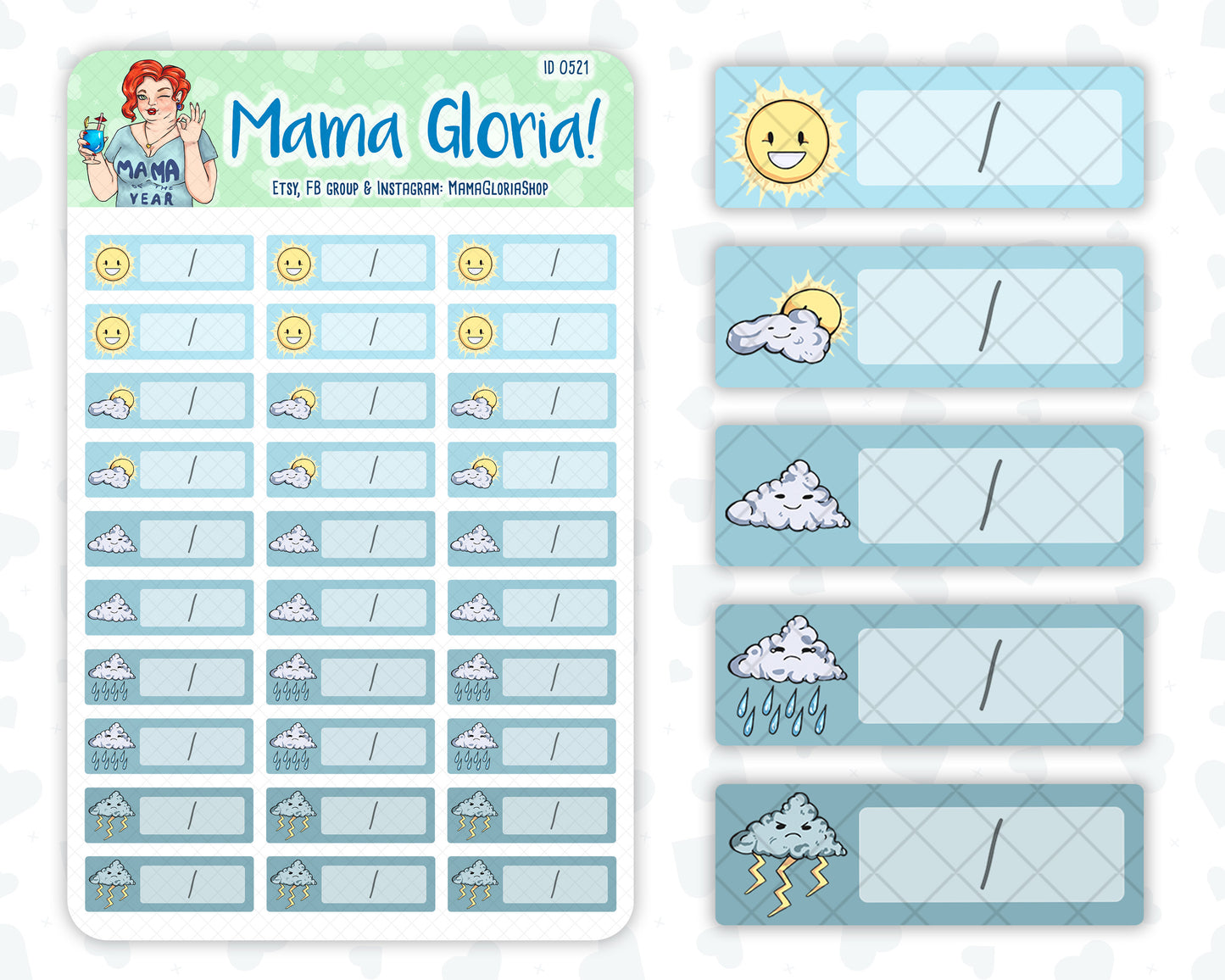 Daily weather tracker for planners, ID 0521/0534/0535/0536/0537/0538
