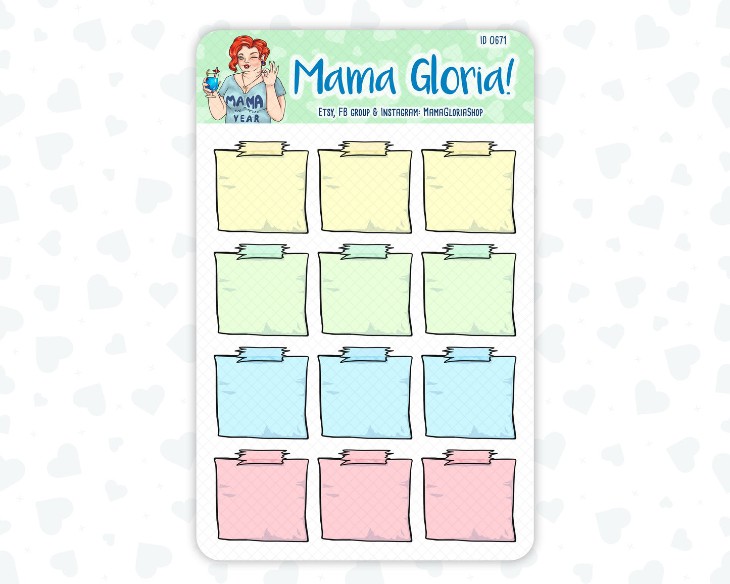 Sticky notes, stickers for planners, ID 0670/0671