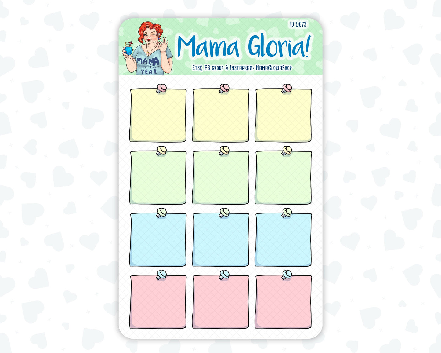 Sticky notes, stickers for planners, ID 0672/0673