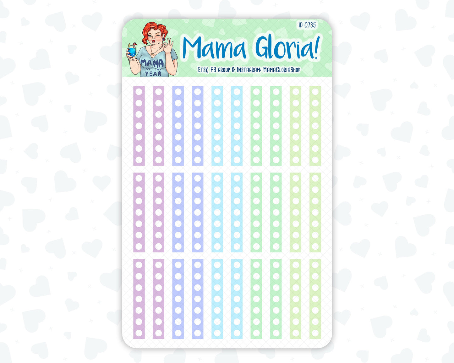 Check box strips pannels for planners, ID 0733, 0734, 0735