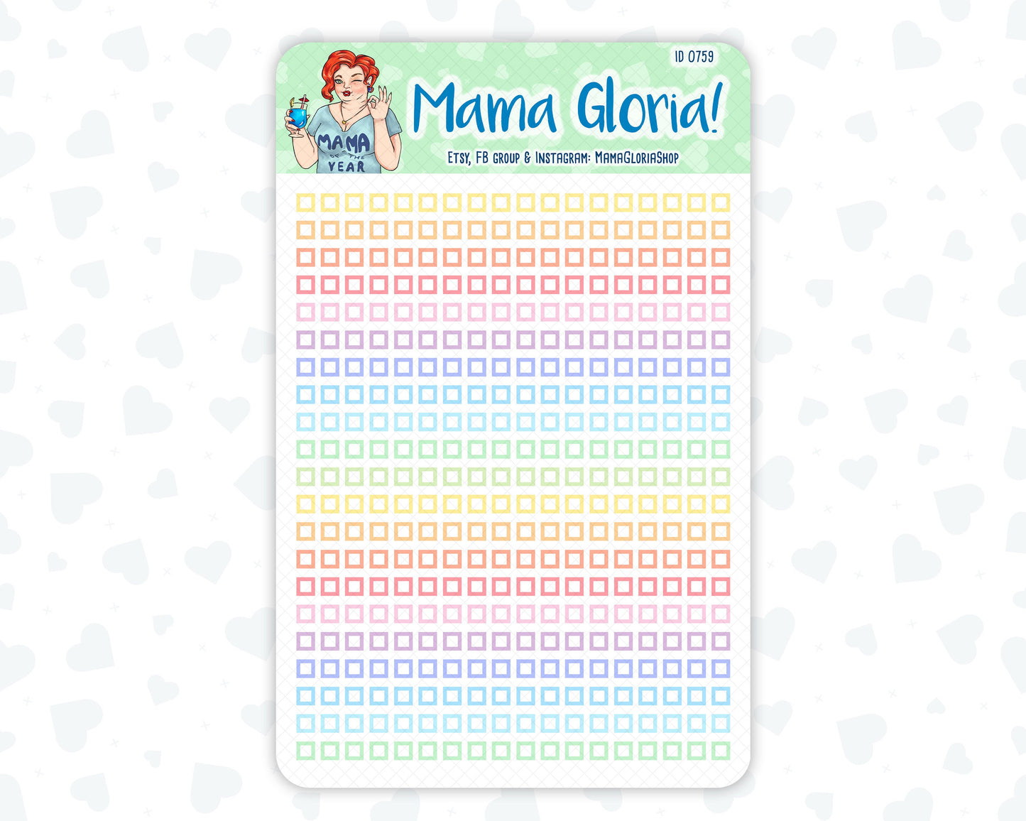 Check box strips daily duo for planners, ID 0760, 0759