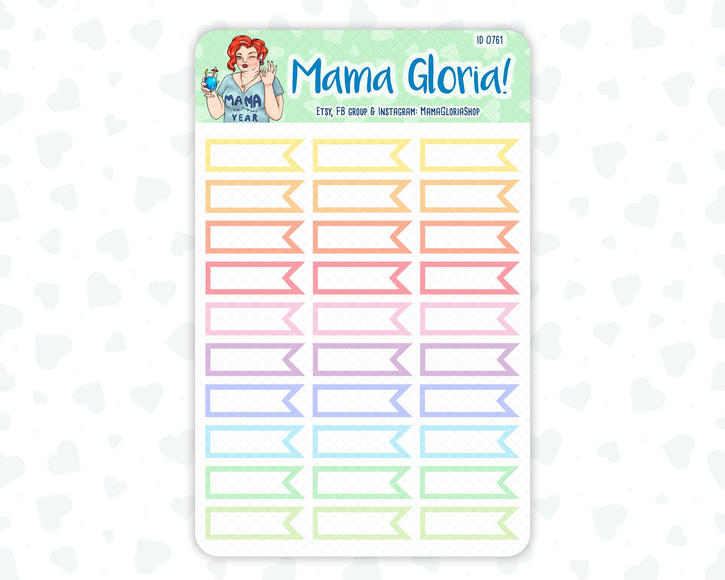 Quarter box, flags, pannels for planners, ID 0761, 0762, 0763