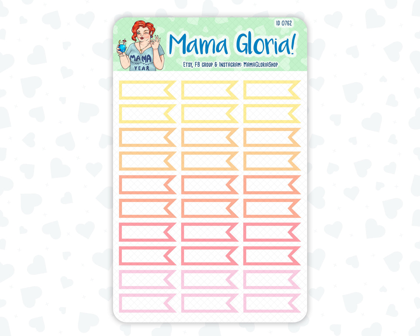 Quarter box, flags, pannels for planners, ID 0761, 0762, 0763
