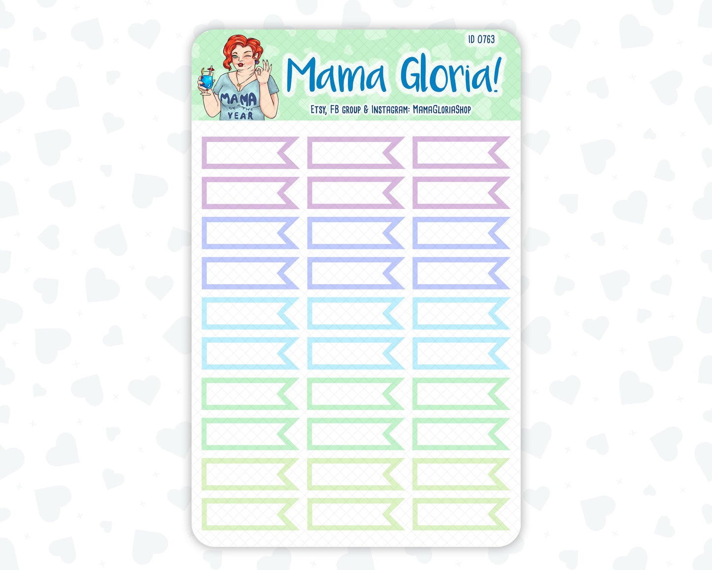 Quarter box, flags, pannels for planners, ID 0761, 0762, 0763