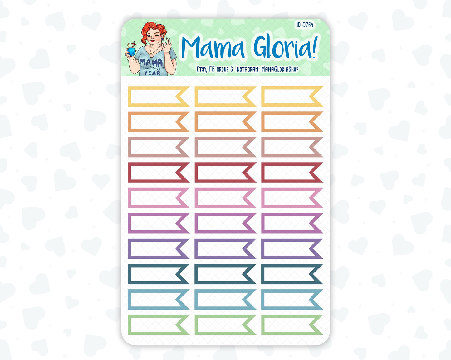 Quarter box, flags, pannels for planners, ID 0764, 0765, 0766