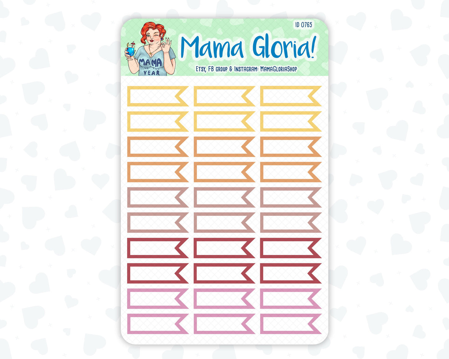 Quarter box, flags, pannels for planners, ID 0764, 0765, 0766