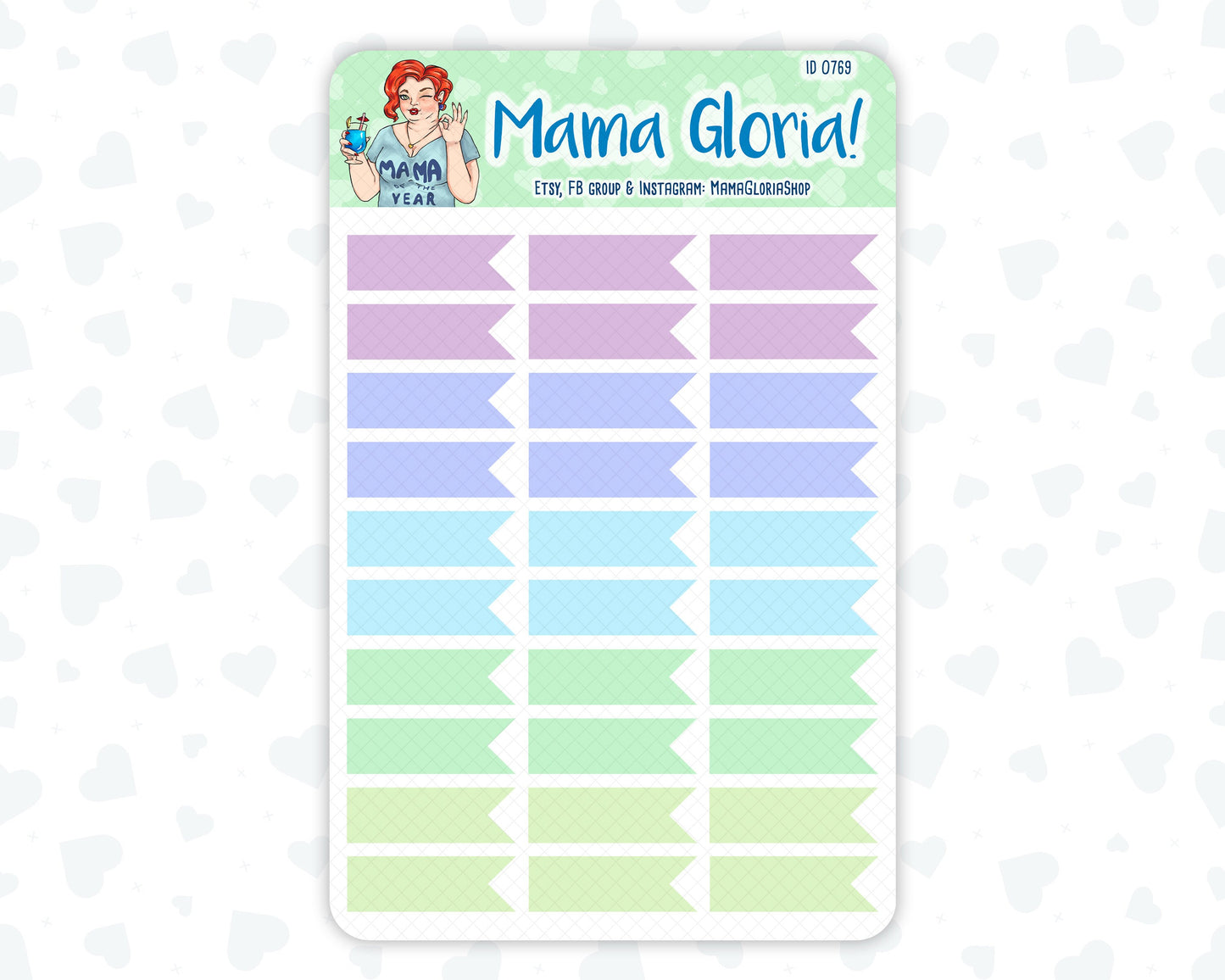 Quarter box, flags, pannels for planners, ID 0767, 0768, 0769