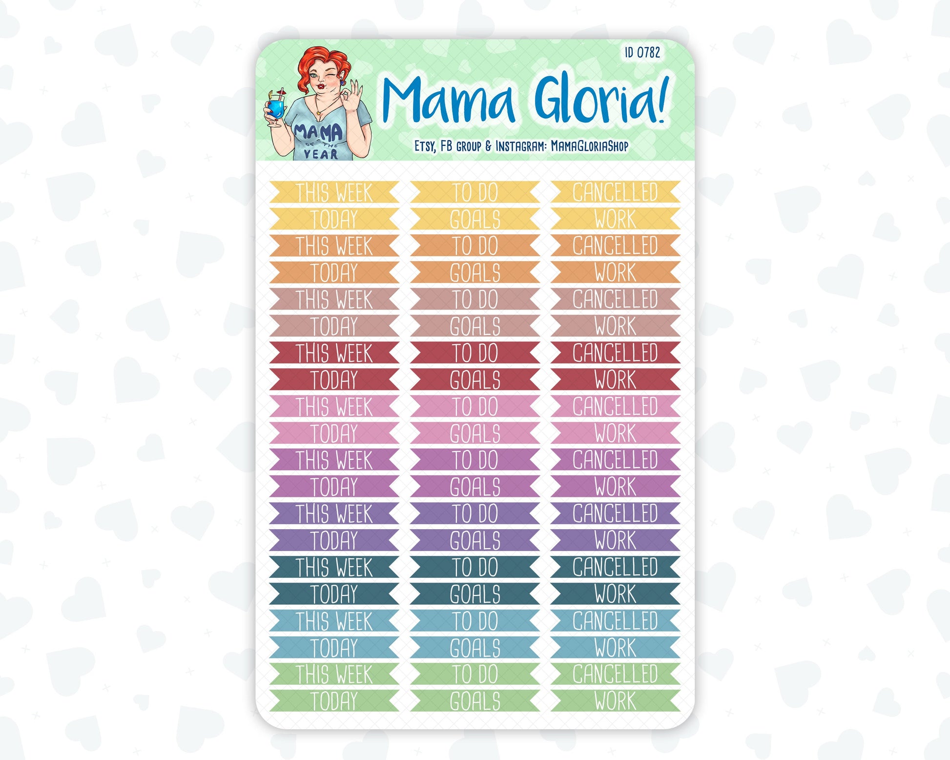 Text label kit, pannels for planners, ID 0782, 0783, 0784