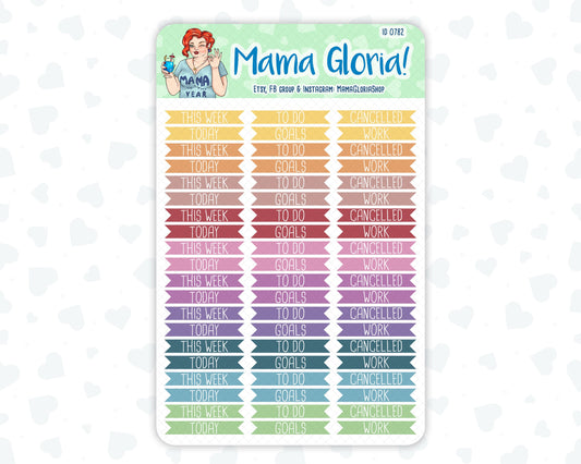 Text label kit, pannels for planners, ID 0782, 0783, 0784