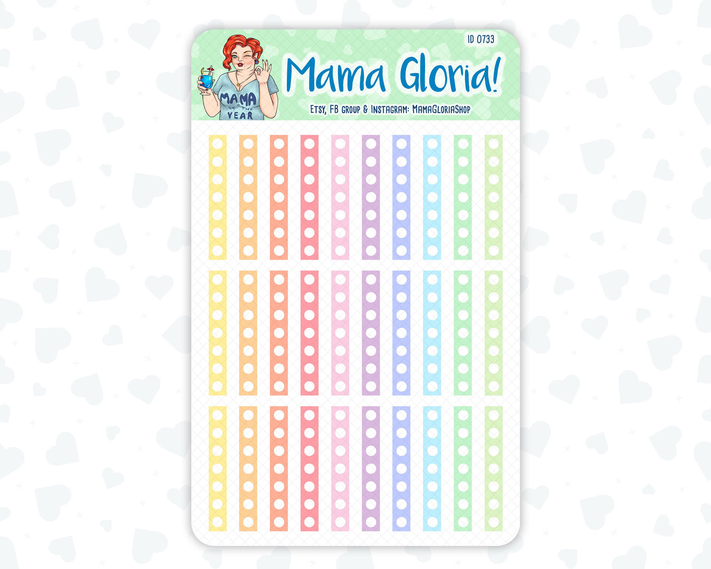 Check box strips pannels for planners, ID 0733, 0734, 0735