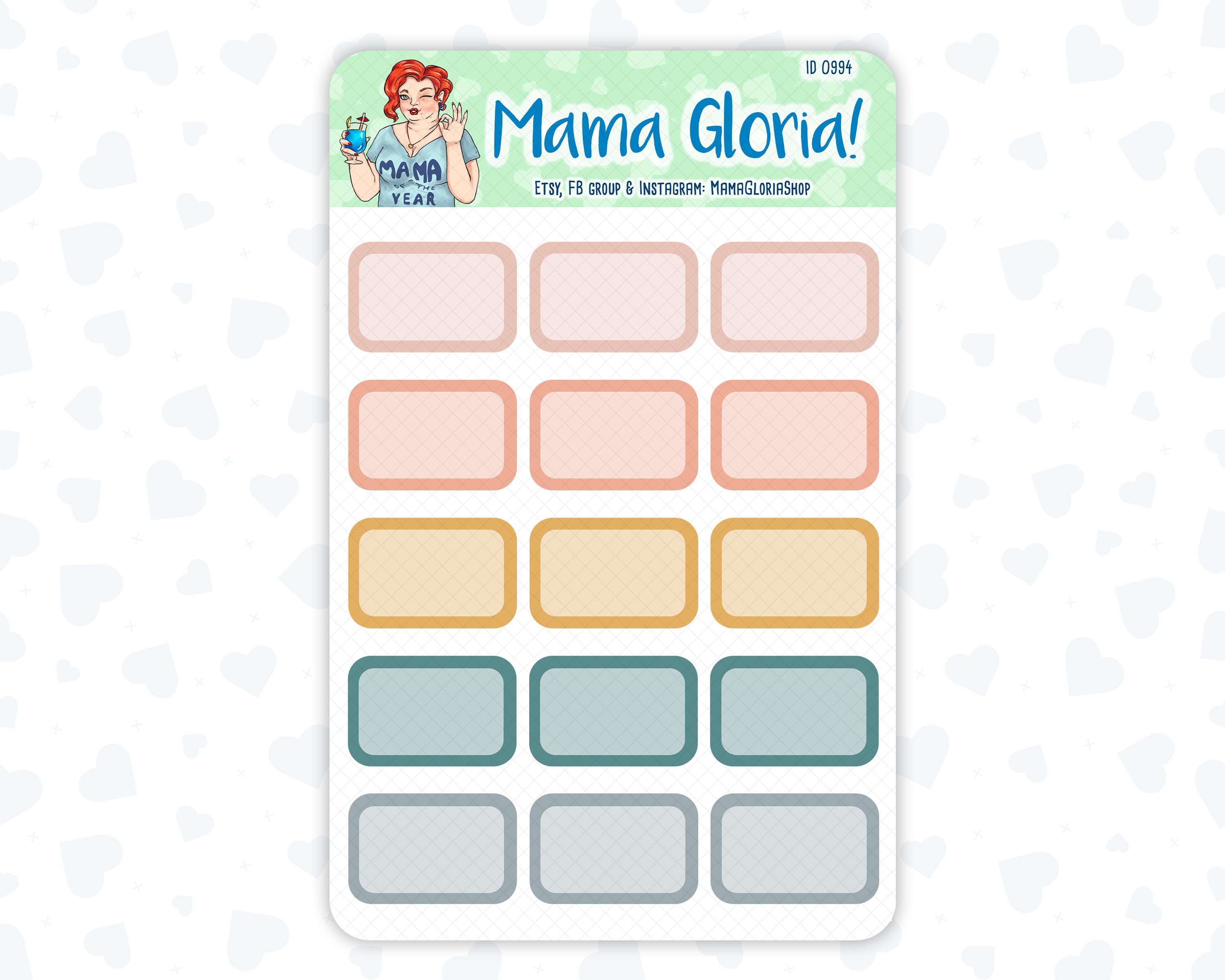 Functional Half Boxes Planner Stickers - Rounded Half Boxes Stickers ...